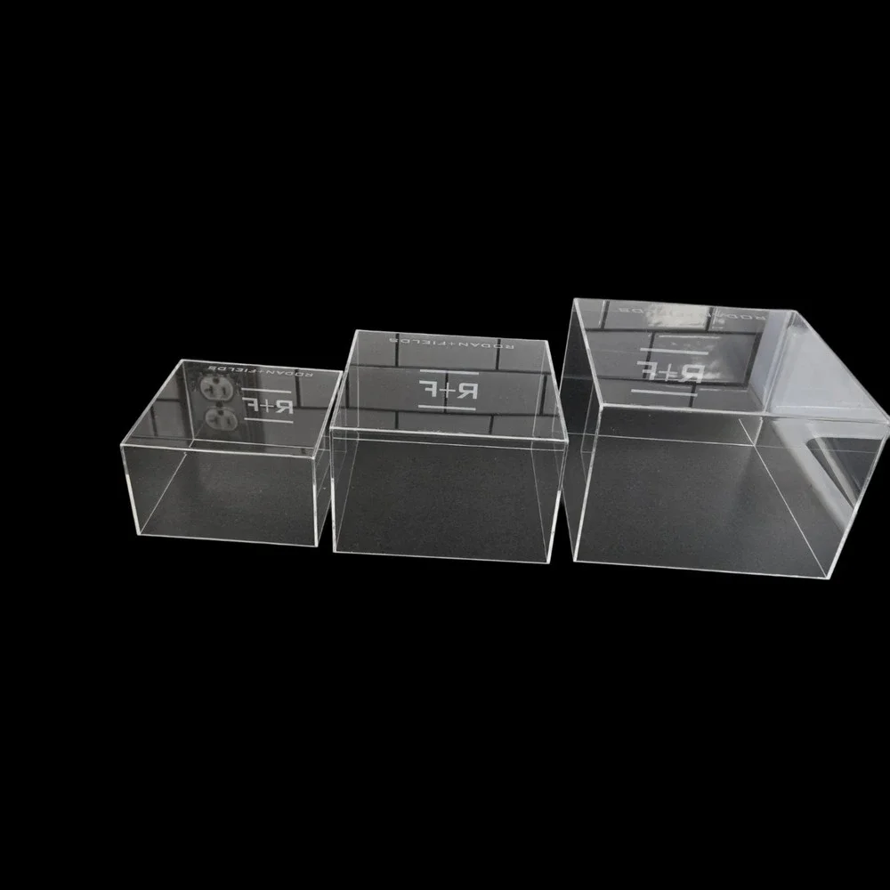 Rodan + Fields Acrylic Display Risers Set of 3 Clear Countertop Product Display